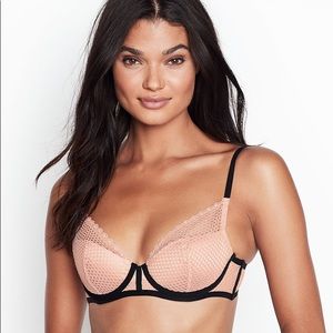 Victoria’s Secret pink gold shimmer fishnet bra